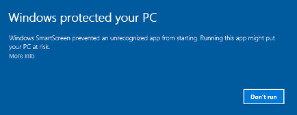 Windows 10 Smartscreen warning